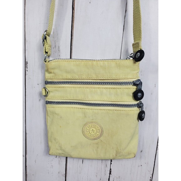Kipling tan beige neutral Alvar Crossbody Purse Bag No monkey Yellow - Picture 2 of 15